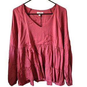 Andree by Unit Love You More Mauve Tiered Flowy Blouse Women's Size M NEW